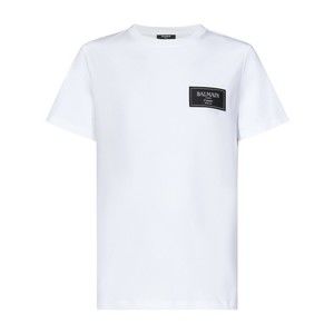 Balmain White Cotton Jersey T-Shirt With Couture Label - NWT